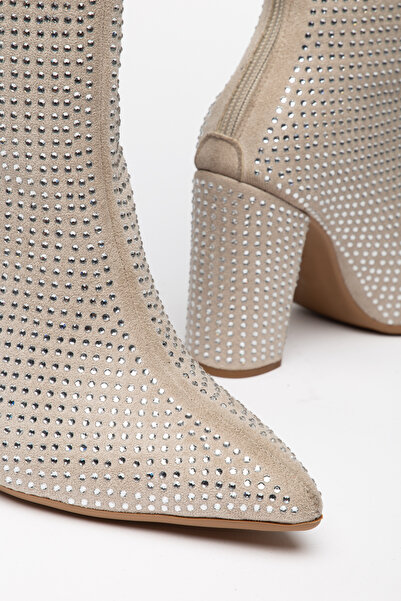 Dubais Shoes Γυναικείες μπότες από σουέντ με πέτρες - Μπότες με μυτερή μύτη, ...