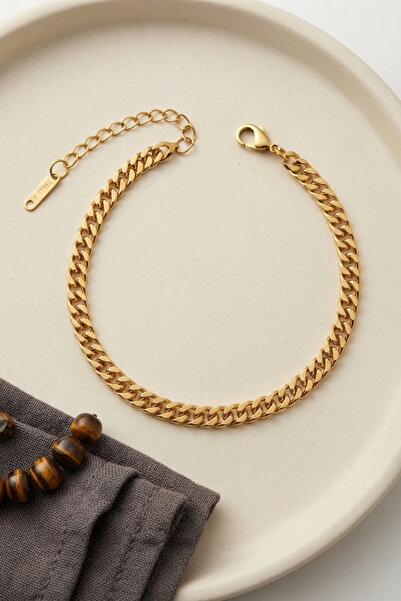 callerrons accessories Gold Color Thin Cuban Chain Model Men's Bracelet - Ebj...