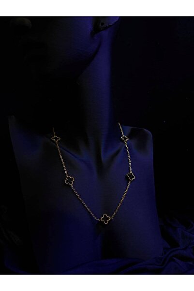 SCLIORAJEWELRY SİYAH YONCA GOLD KOLYE