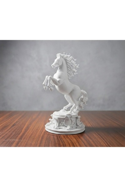 Modern Şahlanan At Heykeli - 3D Tasarım Masa Üstü Aksesuar, 12CM