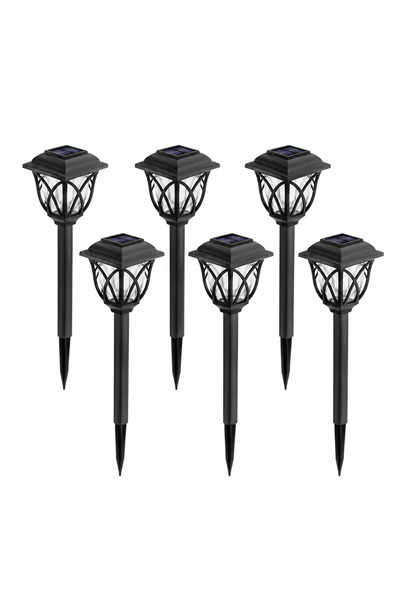Generic Brand Set 6 lămpi solare LED pentru grădină, cu țăruș, design tip fel...
