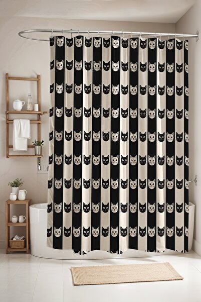 EVPANYA Bathroom Curtain, Cute Cats Patterned Shower Curtain, Bathtub Curtain...