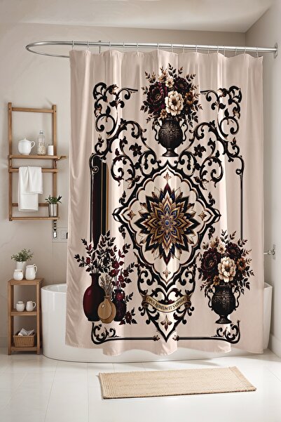EVPANYA Bathroom Curtain, Black Vase with Flowers Patterned Shower Curtain, B...