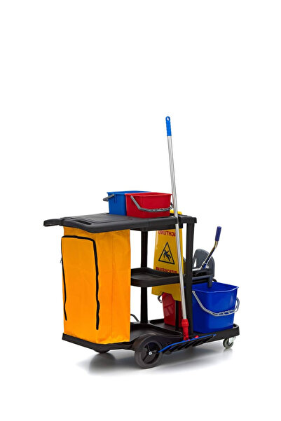 SPARKLEAN Multi-Function Plastic Cleaning Cart Housekeeping Trolley Restauran...