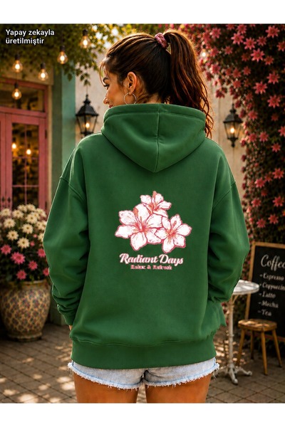 caddekombin Women's Tropical Floral Printed Radiant Days Written Hooded Kanga...
