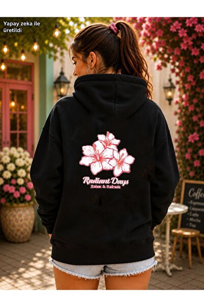 caddekombin Women's Tropical Floral Printed Radiant Days Written Hooded Kanga...