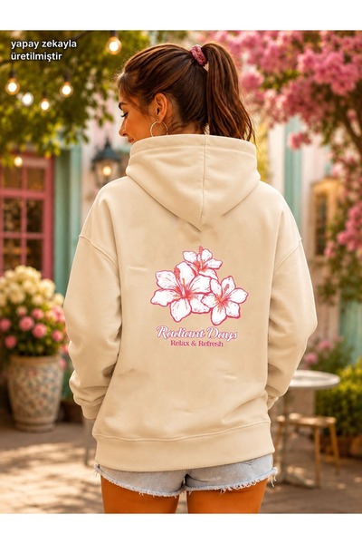 caddekombin Women's Tropical Floral Printed Radiant Days Written Hooded Kanga...