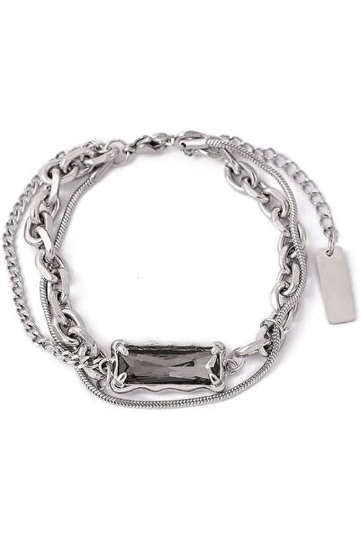 Arabest Men's Bracelet,Double Layered Silver,Stainless Steel Cuban Cross Chai...