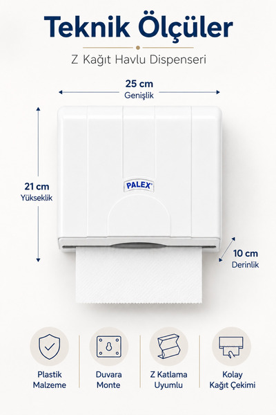 Alper Banyo Standart Z Katlı Kağıt Havlu Dispenseri Beyaz