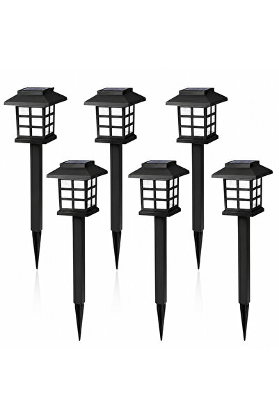 Generic Brand Set 6 lămpi solare LED pentru grădină, cu țăruș, design tip fel...