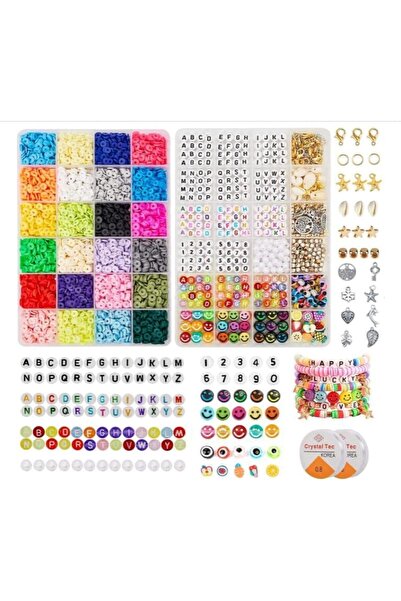Arabest 28 Color Polymer Clay Beads,6mm Heishi Clay Beads with Charms Kit & E...