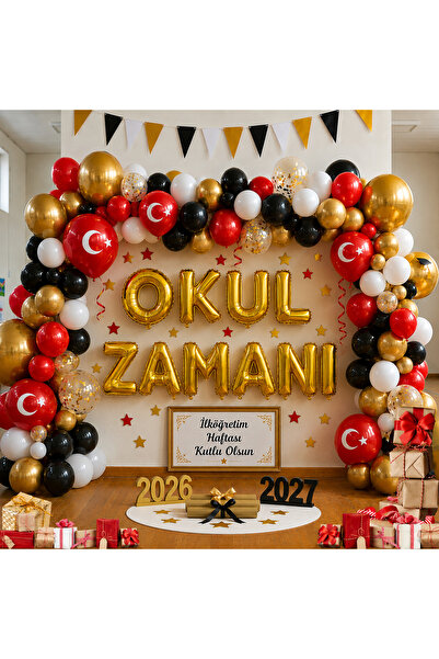 tedaks Primary School Week Theme School Time Gold Foil Letters White Red Blac...