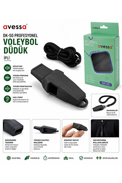 AVESSA DK-50 Profesyonel Voleybol Düdüğü – Boyun İpi Dahil - Güçlü Ses