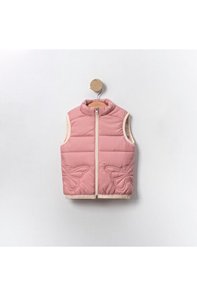 C&S Monochrome Butterfly Patterned Embroidered Piping Detailed Girl's Vest