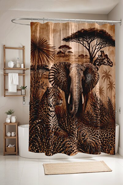 EVPANYA Bathroom Curtain, Leopard Spotted African Animals Patterned Shower Cu...