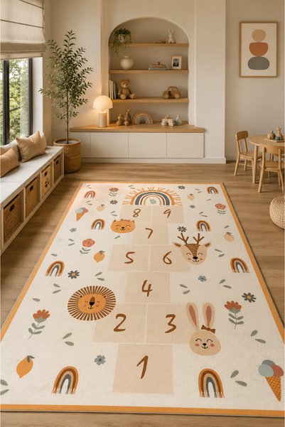 ALVERA HOME Lüks Salon Halısı Makinede Yıkanabilir Kaymaz Taban Halı