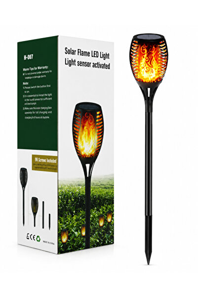 Generic Brand Lampă solară LED tip torță cu efect flacără, senzor de lumină, ...