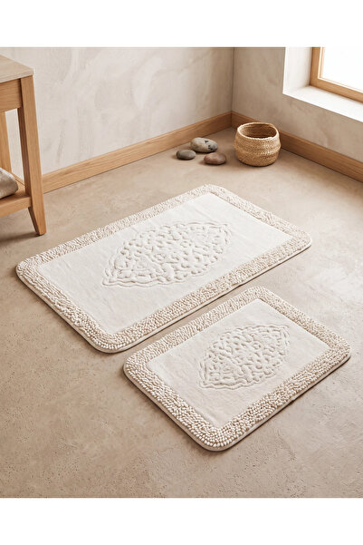 Cicim Home Desenli Makarnalı Banyo Paspası Takımı %100 Pamuk 2 Parça 60×100 +...