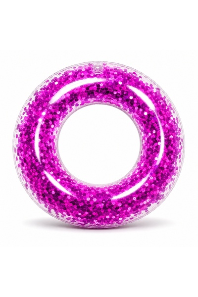 BaoBao Inflatable Glitter Ring 60 cm – Dark Pink, Swimming Ring for Kids, Poo...