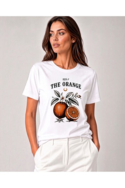 525 Portakal Baskılı Oversize Unisex T-Shirt