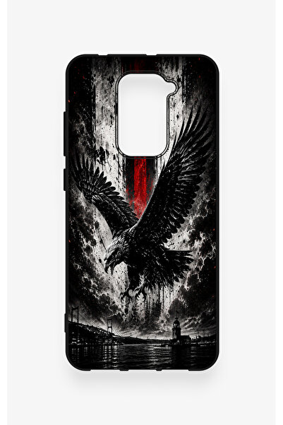 Vip Case Redmi Note 9 Uyumlu Kara Kartal Desenli Silikon Kılıf