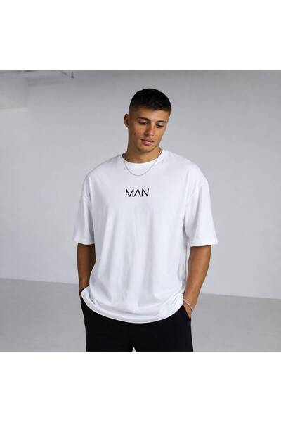 khufu White Crew Neck Oversize Fit Cotton Man Printed Relaxed Cut Unisex T-Shirt