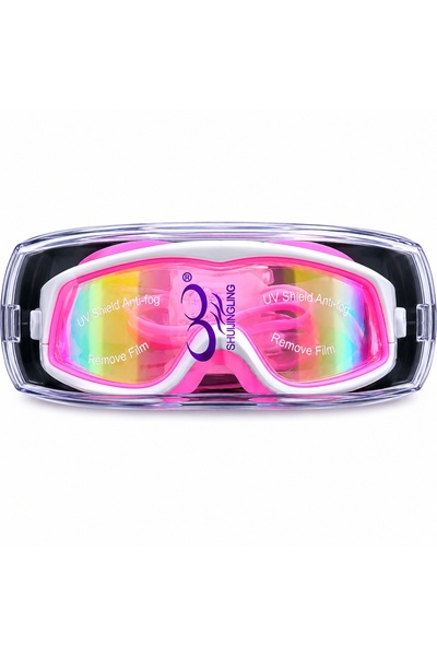 BaoBao Premium Pink and White Swimming Goggles for Kids – Anti-fog, UV Protec...