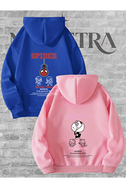 Modetra Women Men Unisex Spider Kitty Written Back Print Lover Couple Combina...