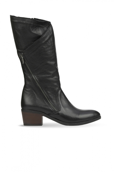BUENO Black Leather Women's Heeled Boots