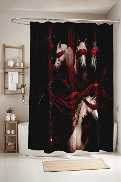 EVPANYA Bathroom Curtain, Blindfolded Horses Patterned Shower Curtain, Bathtu...