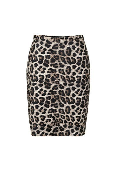 Sezgi Tekin Fusta din imitație de piele cu model leopard