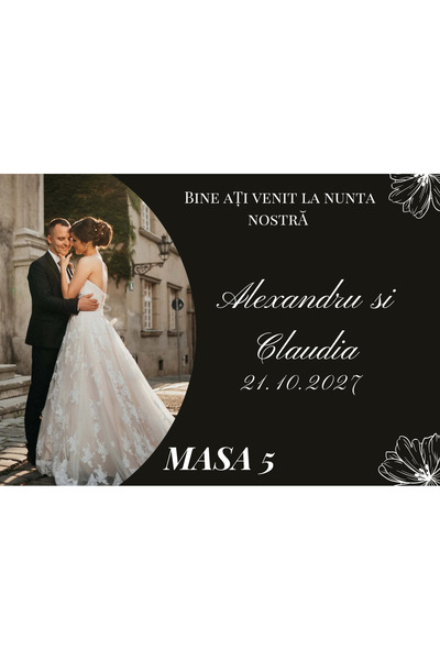 Producție proprie Set 10 buc. Card de masa personalizat cu fotografie- Nunta ...