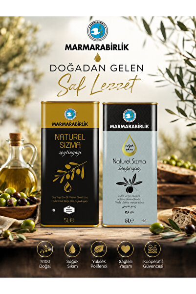 MarmaraBirlik Naturel Sızma ZeytinyağıxNaturel Soğuk Sıkım Zeytin Yağı 2Adet