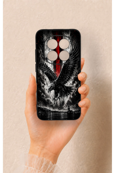 Vip Case Redmi Note 15 Pro 5G Uyumlu Kara Kartal Desenli Silikon Kılıf