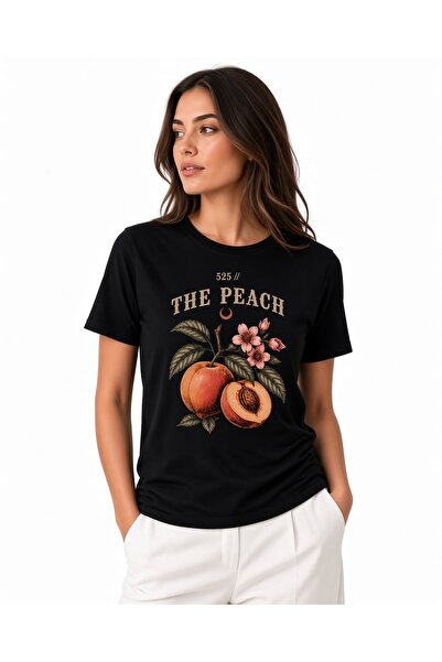 525 Şeftali Baskılı Oversize Unisex T-Shirt