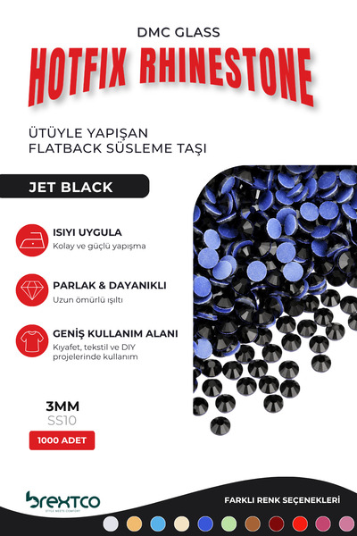 Brextco Store 1000 Adet 3 mm Hotfix Rhinestone – Ütüyle Yapışan Flatback Süsl...