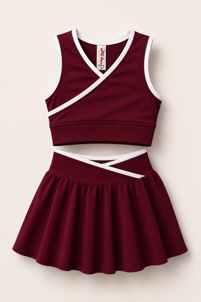My Kids Wear Girl's 2-Piece Combination Set with Cross Detail Skirt 12912