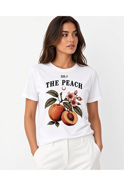 525 Peach Printed Oversize Unisex T-Shirt