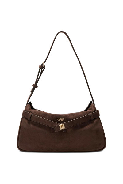 Guess καφέ suede τσάντα ώμου Ella