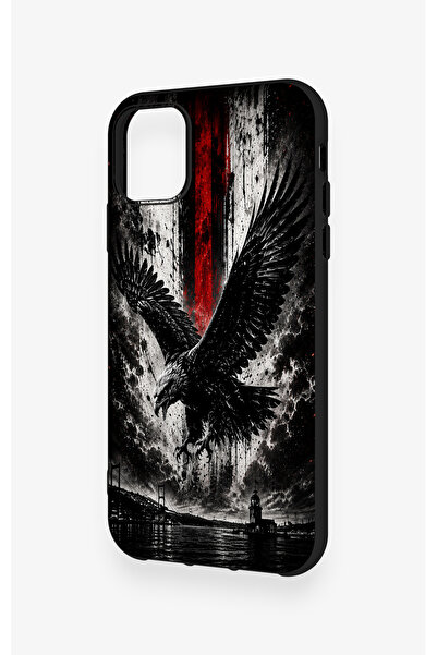 Vip Case iPhone 11 Uyumlu Kara Kartal Desenli Silikon Kılıf