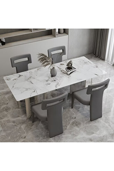 kold concept YMK-02 Modern Dikdörtgen Yemek Masası MDF Metal Ayaklı