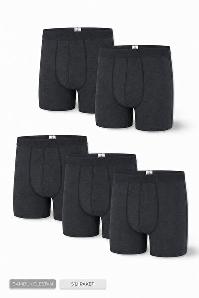 Steve Wolls Men's Anthracite 5-Piece Long Leg Bamboo Boxer - 25203