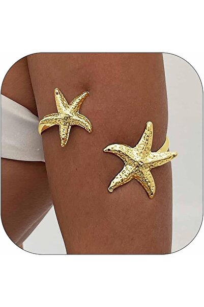 Arabest Bijuteri Bileklik,Adjustable Gold Starfish Bracelet,Fashionable Open ...