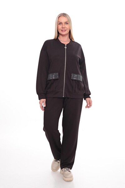 zitex Modal Fabric Large Size Tracksuit Set with Pile and Stone Detailing and...