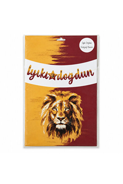 Doğasüs Sarı Kırmızı Aslan Temalı Kaligrafi İyiki Doğdun Banner