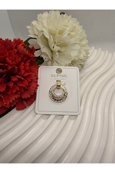 XUPING JEWELRY 14K RENGİ ZİRKON TAŞLI LABİRENT MODEL ÇELİK KOLYE UCU