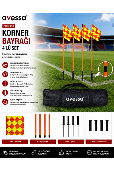 AVESSA FCO-100 Korner Bayrağı 4’lü Set - Yüksek Görünürlük - Dayanıklı Yapı -...