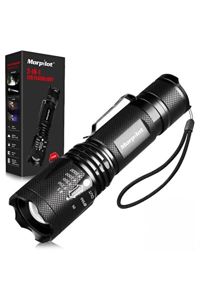 Morpilot 2-in-1 UV and LED Flashlight 500 lm – 4 Modes, Zoom, Water Resistant...