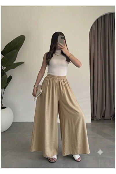 QUAWEAR Fusta-pantalon din țesătură modal cu talie elastică și buzunare laterale