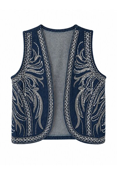 Retrobird Elara Sequined Vest for Women Navy Blue